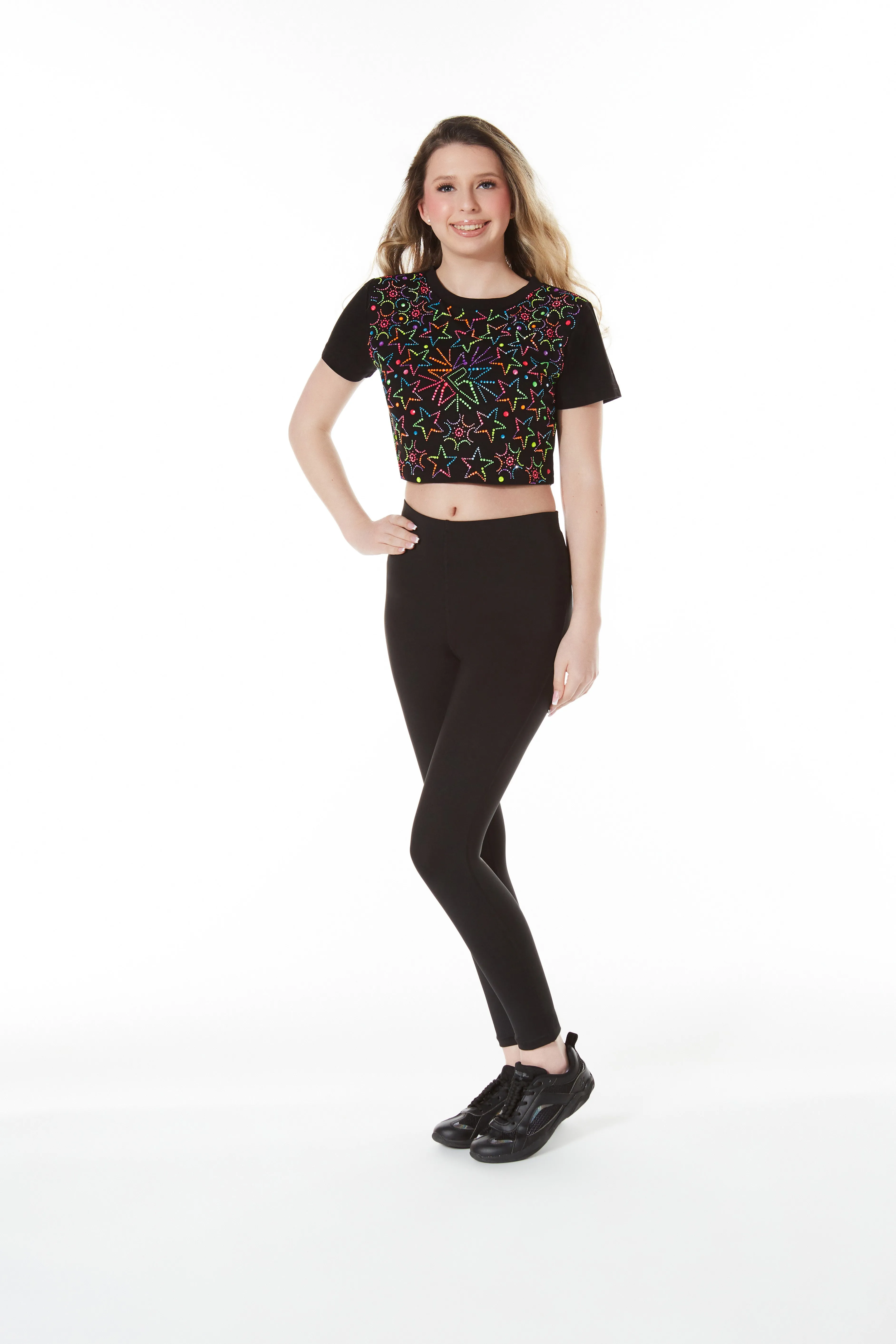 JewelLuxe Glow Getter Cropped Tee Global Edge Tough Core