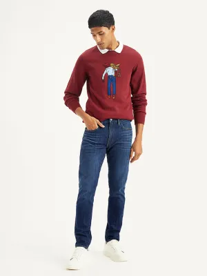Men's 512 Blue Slim Tapered Fit Mid Rise Jeans Slim Family Style Daily Wear