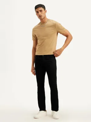 Men's 65504 Black Skinny Fit Mid Rise Jeans Heavyweight Denim Family Style Slim
