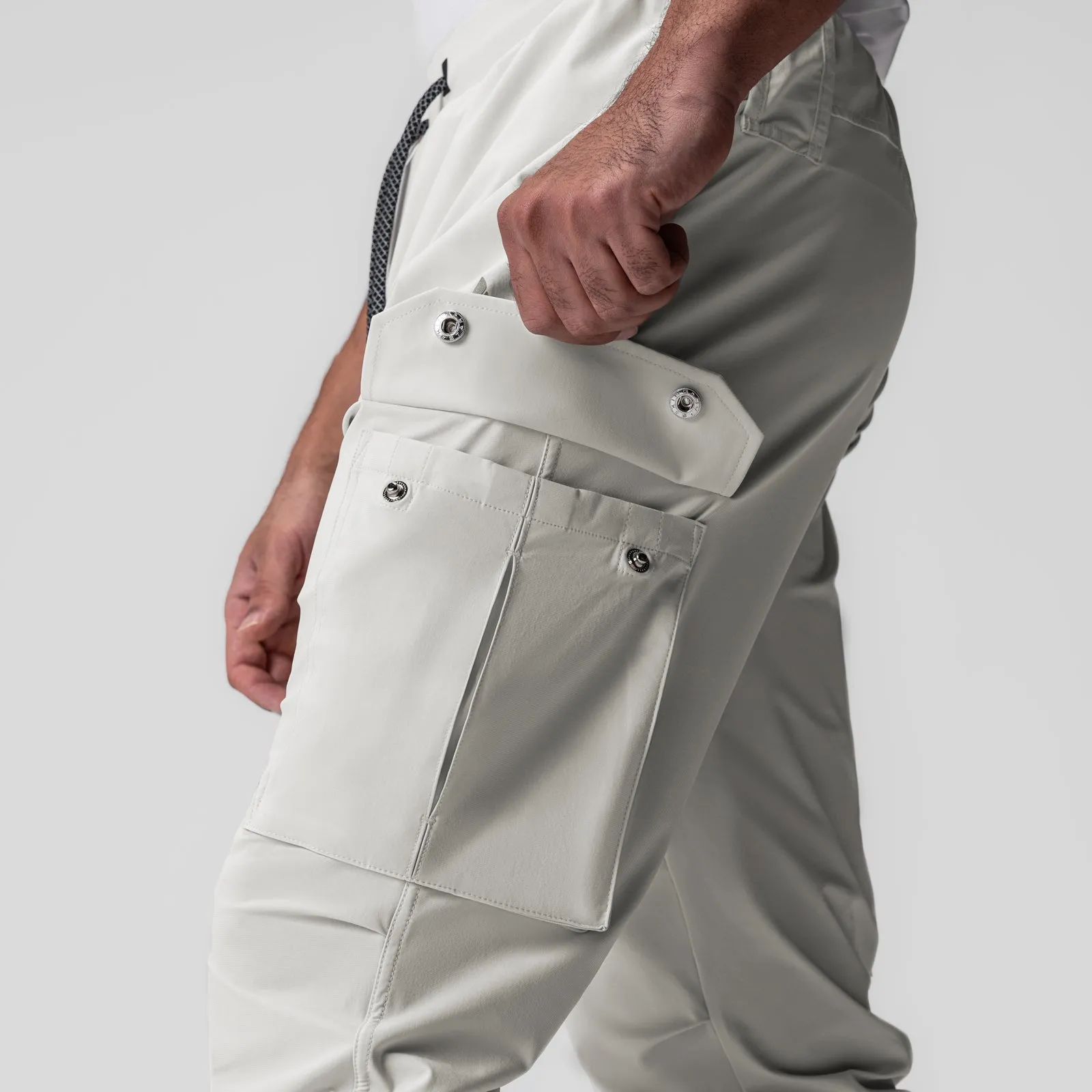 0825. Tetra-Lite? Cargo High Rib Jogger - Stone "Reflective" Functional Waist Relaxed Comfort