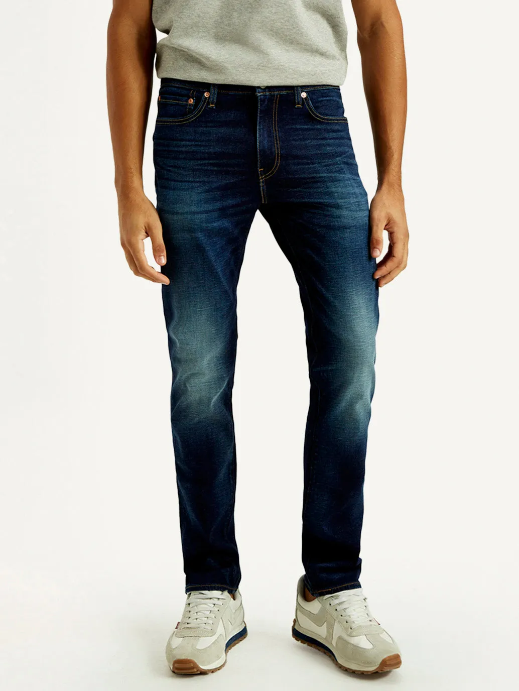 Men's 511 Indigo Slim Fit Mid Rise Jeans Button Fly Closure Elegant Urban Explorer Athlete Fit