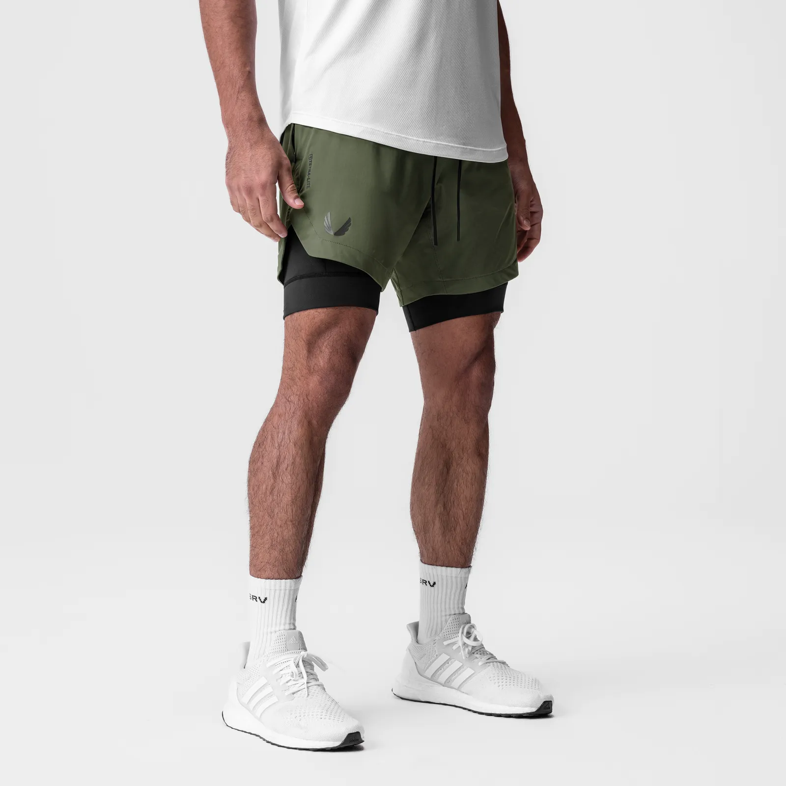 Party outfit 0866. Tetra-Lite? 7" Liner Short - Olive "Wings"/ Black
