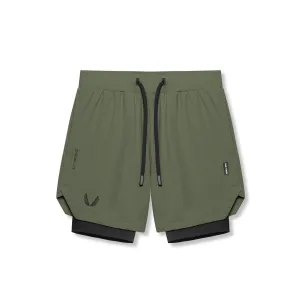 0866. Tetra-Lite? 7" Liner Short - Olive "Wings"/ Black Relaxed Vibe