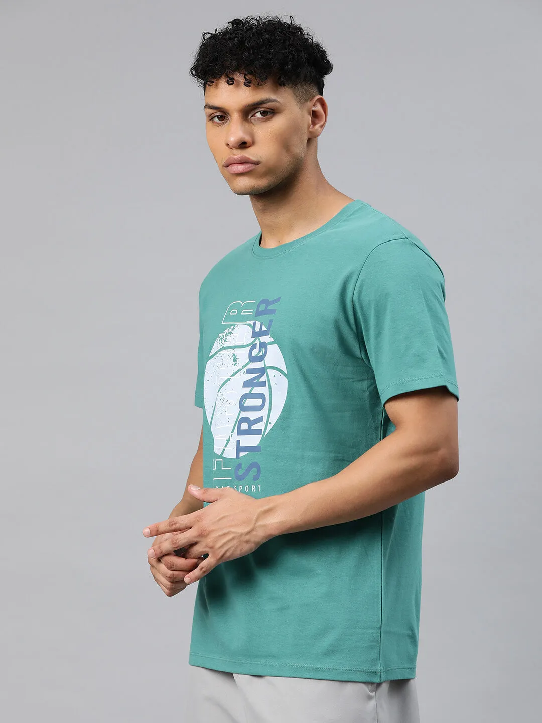 Alcis Men Green Printed T-shirt Spring Glow