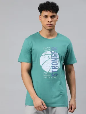 Lift Mode Alcis Men Green Printed T-shirt