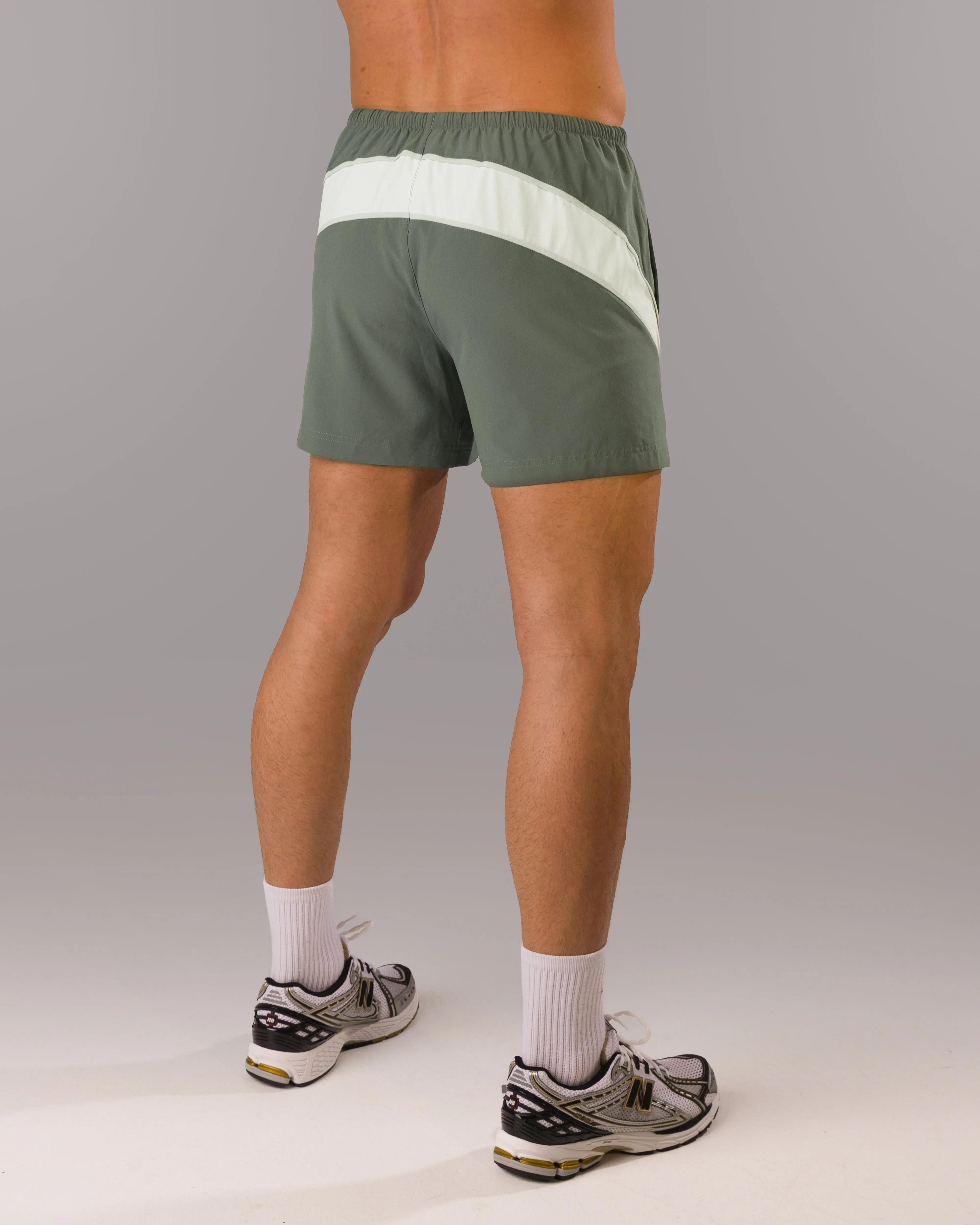 Wide-leg cut Compression Support Layer Dynamic Panel Short - Muted Sky