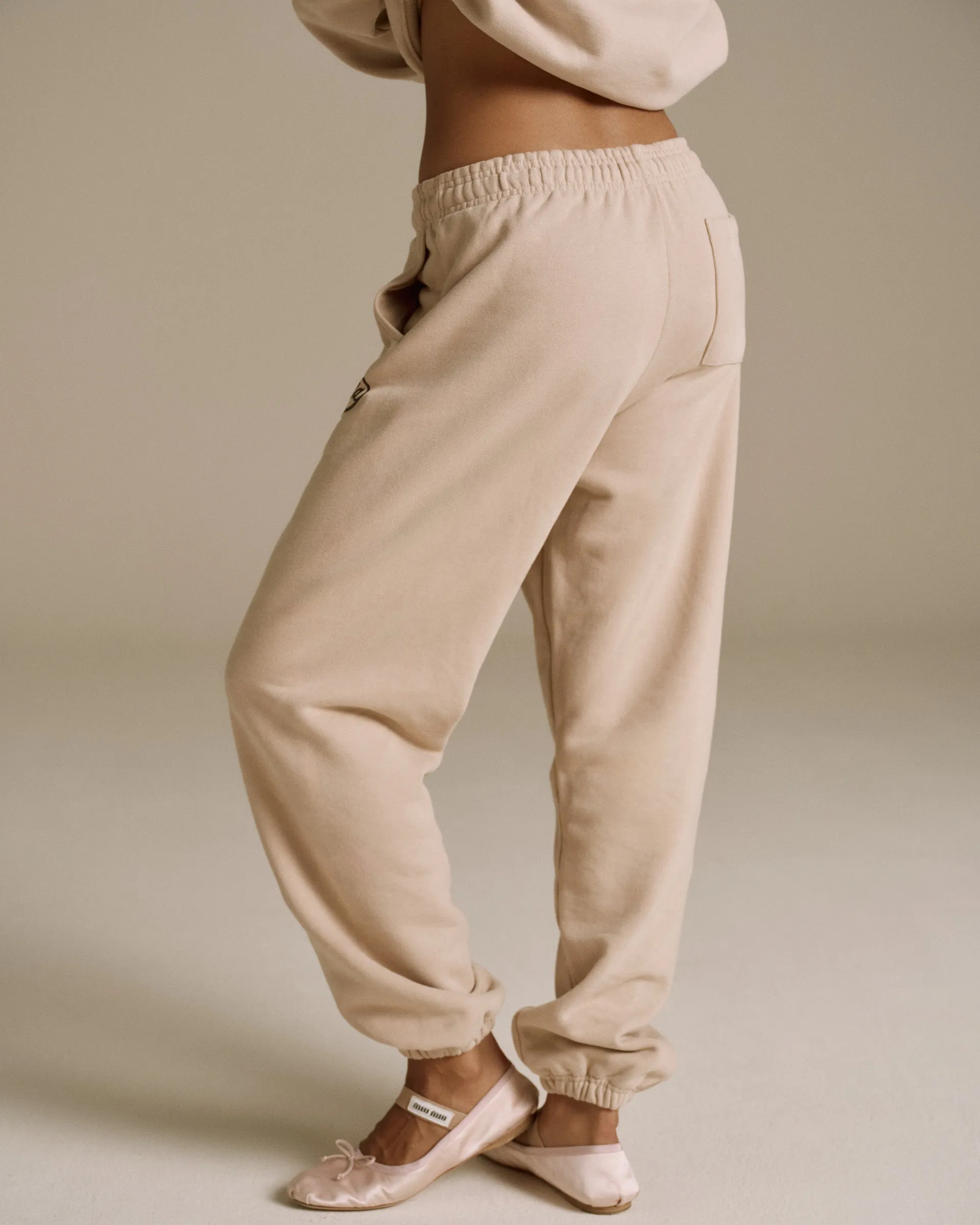 Decorative stitching Signature Sweatpants - Almond