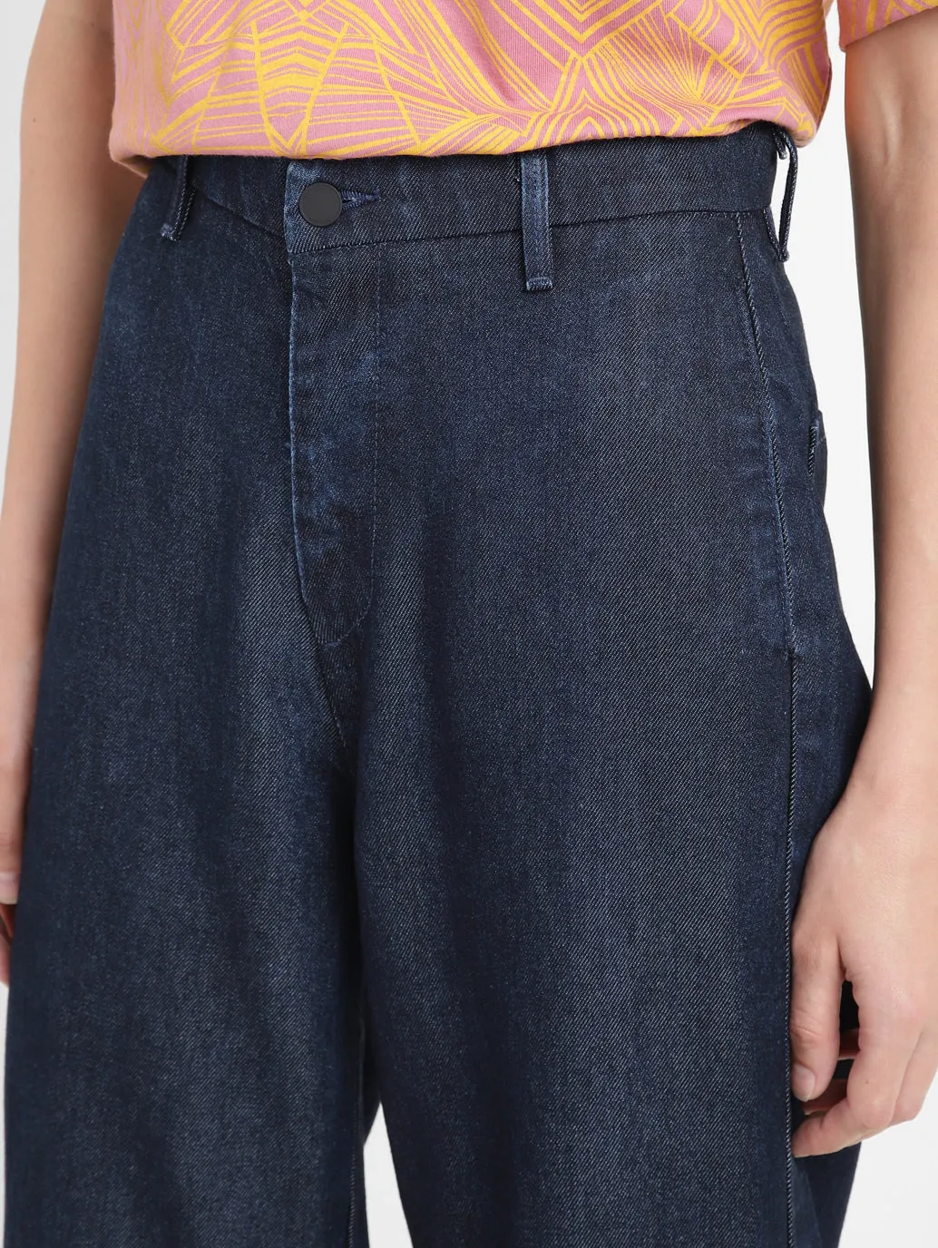 Women's Blue Mile High Wide Leg Fit High Rise Jeans Moisture Wicking Inner Layer Work Ready Lightweight Textured
