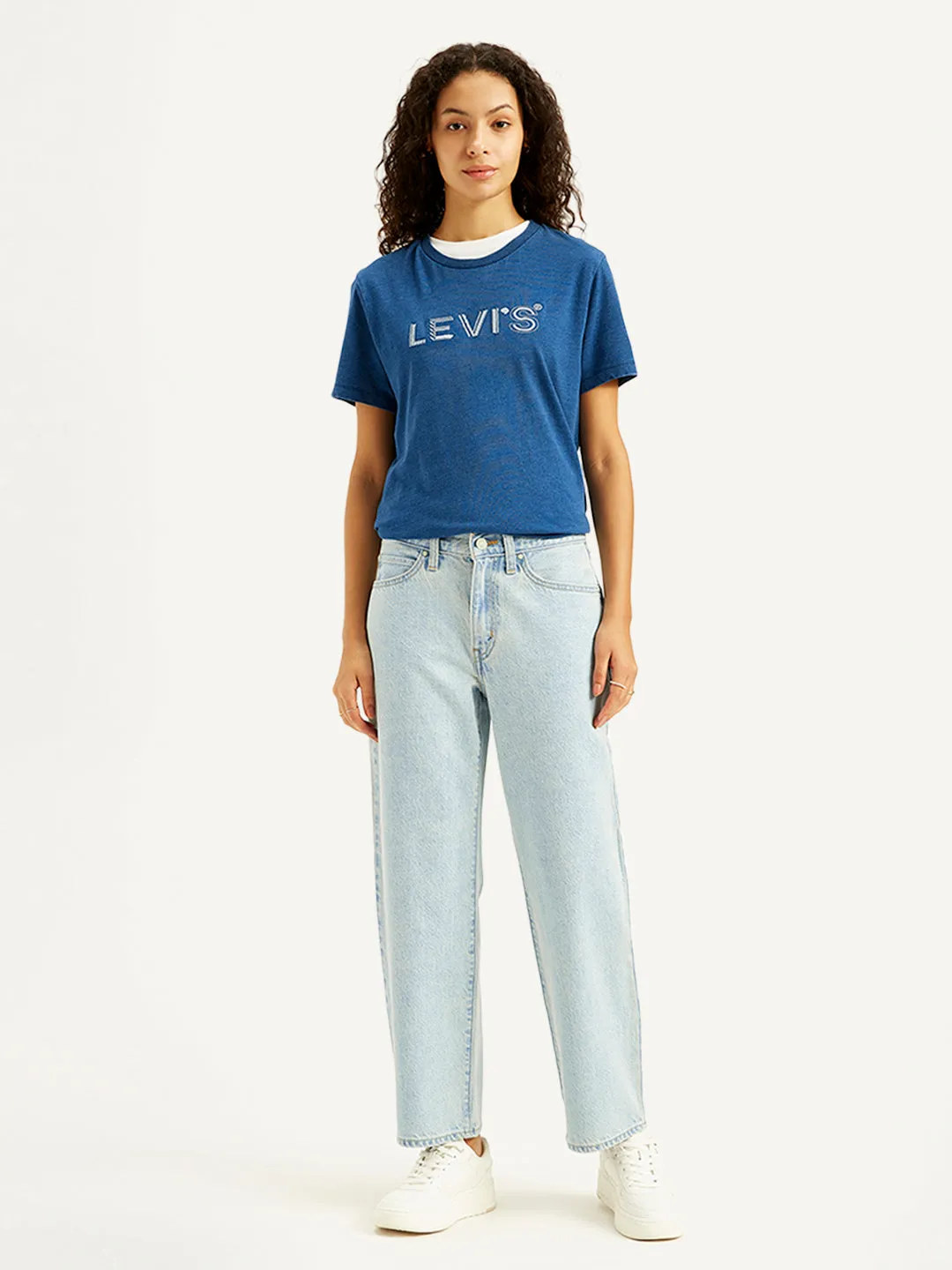 Women's 94 Light Blue Baggy Fit High Rise Jeans Lifestyle Fit