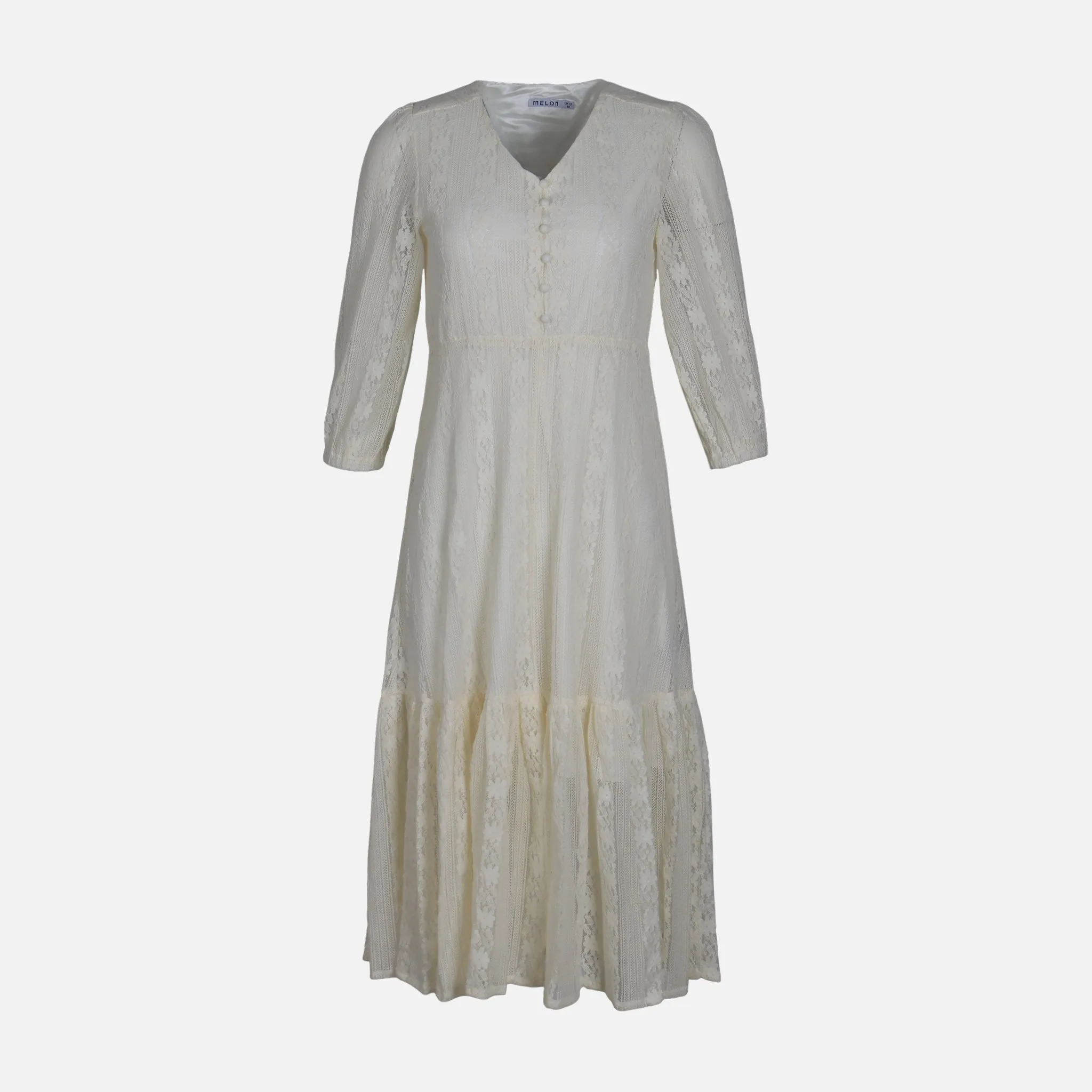 WOMEN SHORT SLEEVE LONG LACE DRESS HighDensityWeave