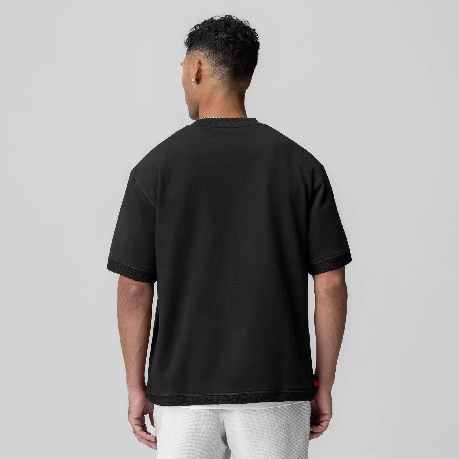 1026. Herringbone Terry Oversized Cinch Tee - Black Active Outfit Style