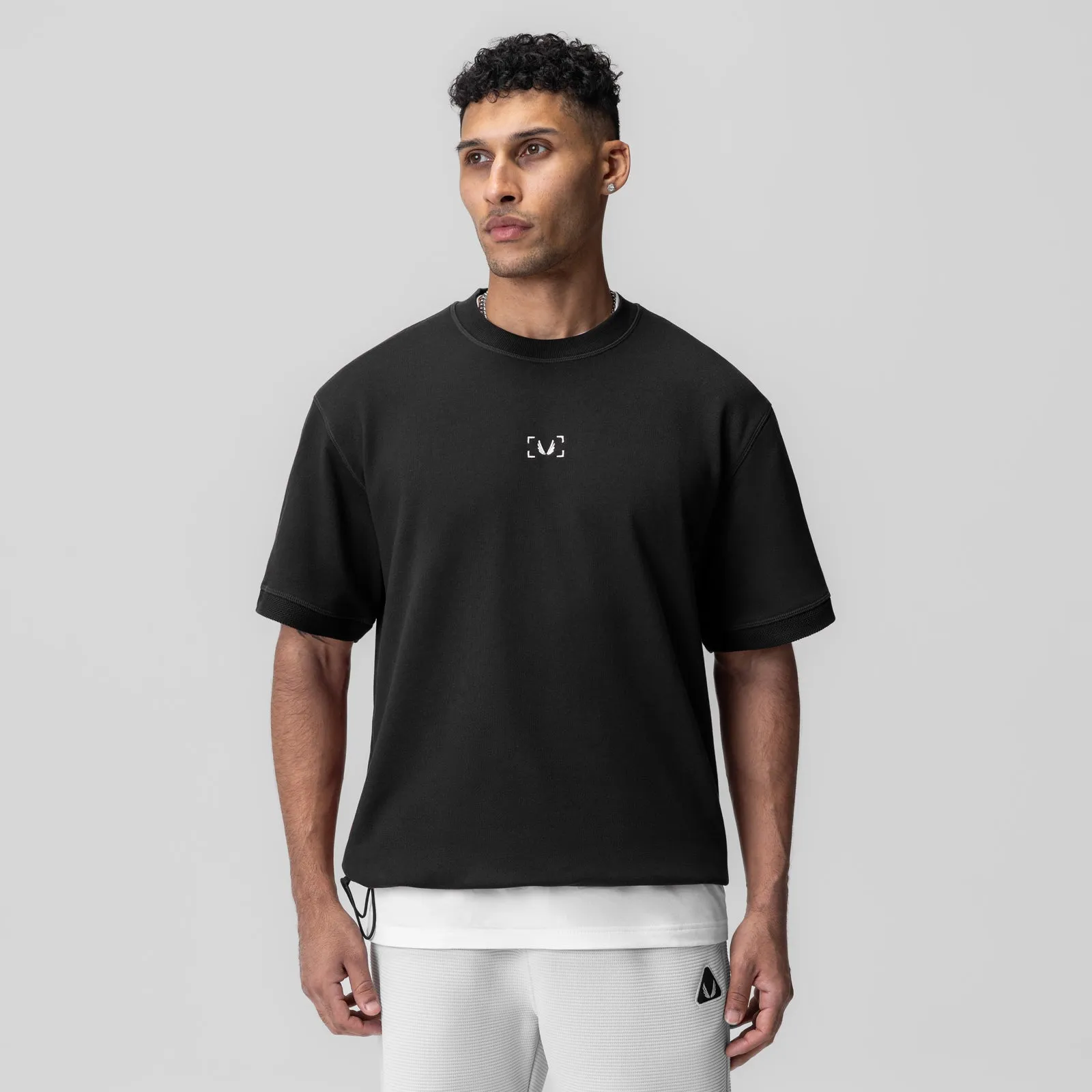 Lightweight Comfort 1026. Herringbone Terry Oversized Cinch Tee - Black