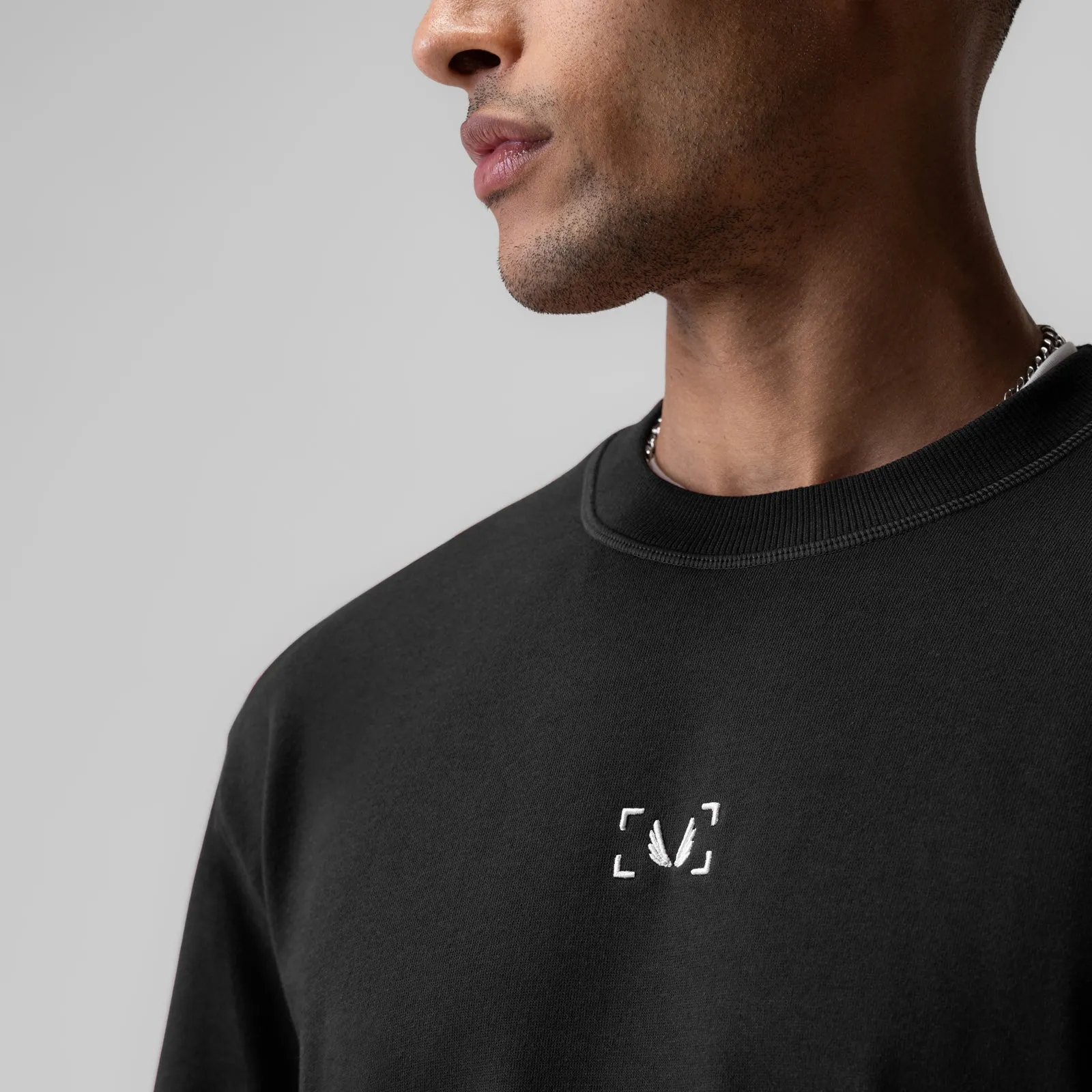Informal charm quick-drying 1026. Herringbone Terry Oversized Cinch Tee - Black