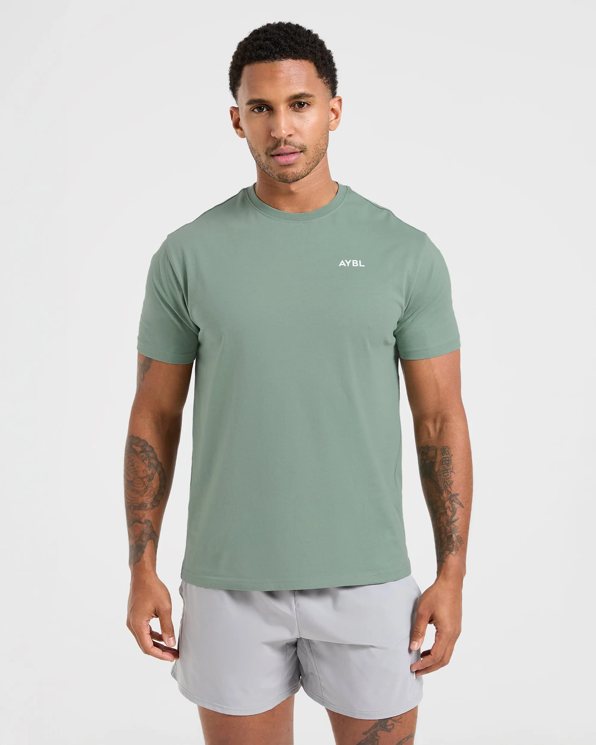Workout Trendy Tops Essential T Shirt - Slate Green