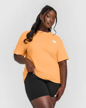 slow life Icon Fit Cool Look Classic Oversized Lightweight T-Shirt with Printed Graphic | Powdered Orange