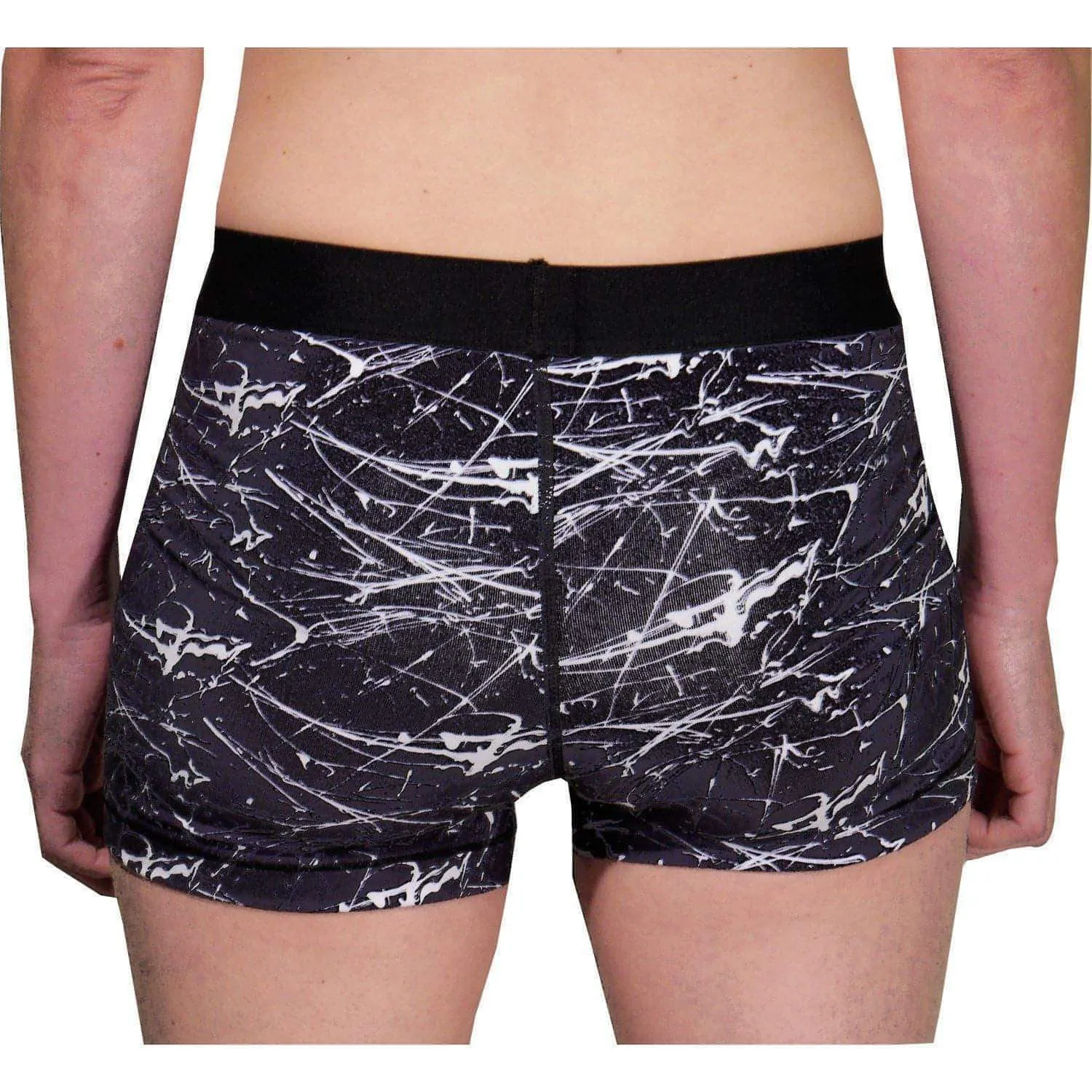 Go Soft Non Cling Material More Mile Go For It Printed Womens Short Running Tights - Black