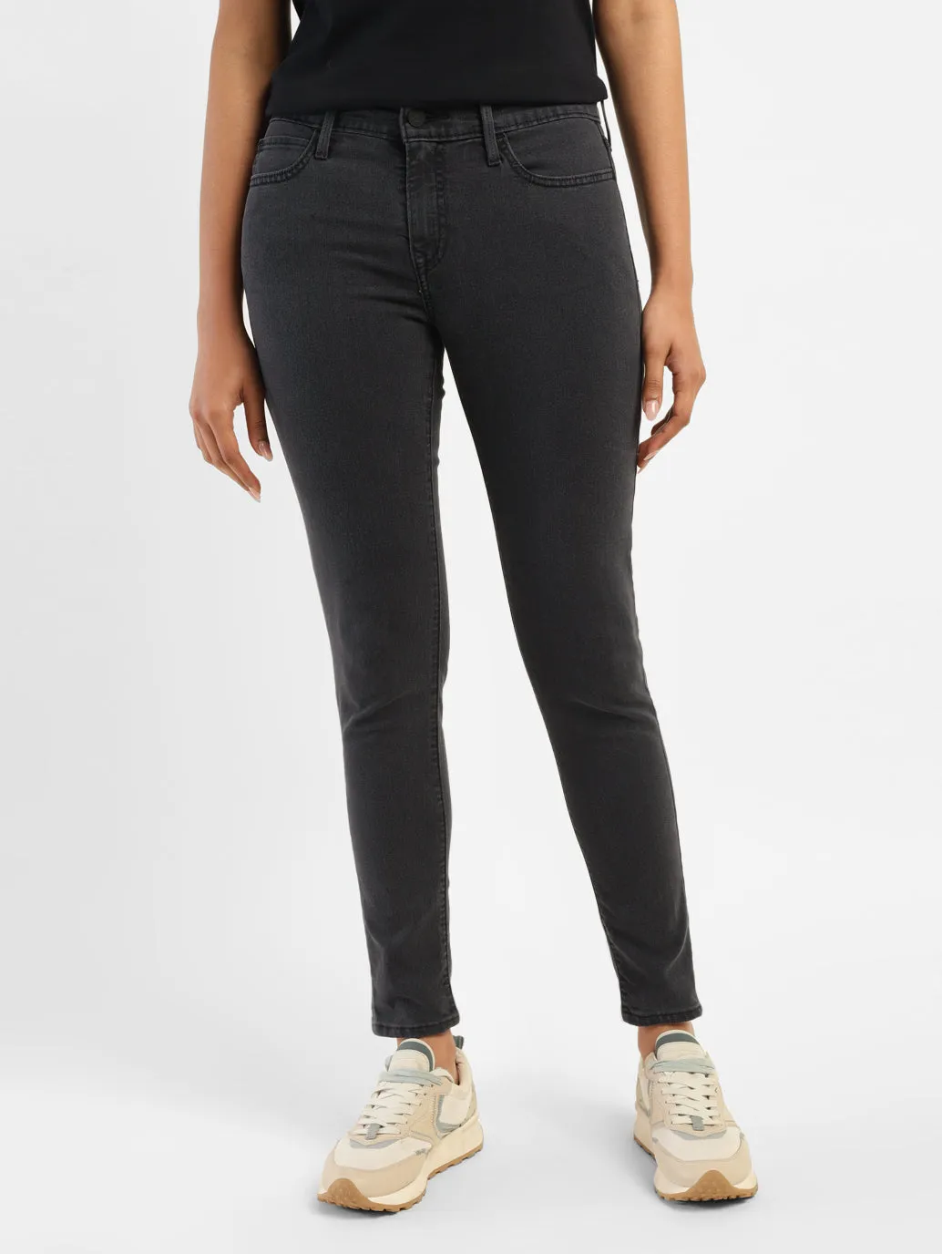Low Maintenance Denim Women's 710 Black Skinny Fit Mid Rise Jeans