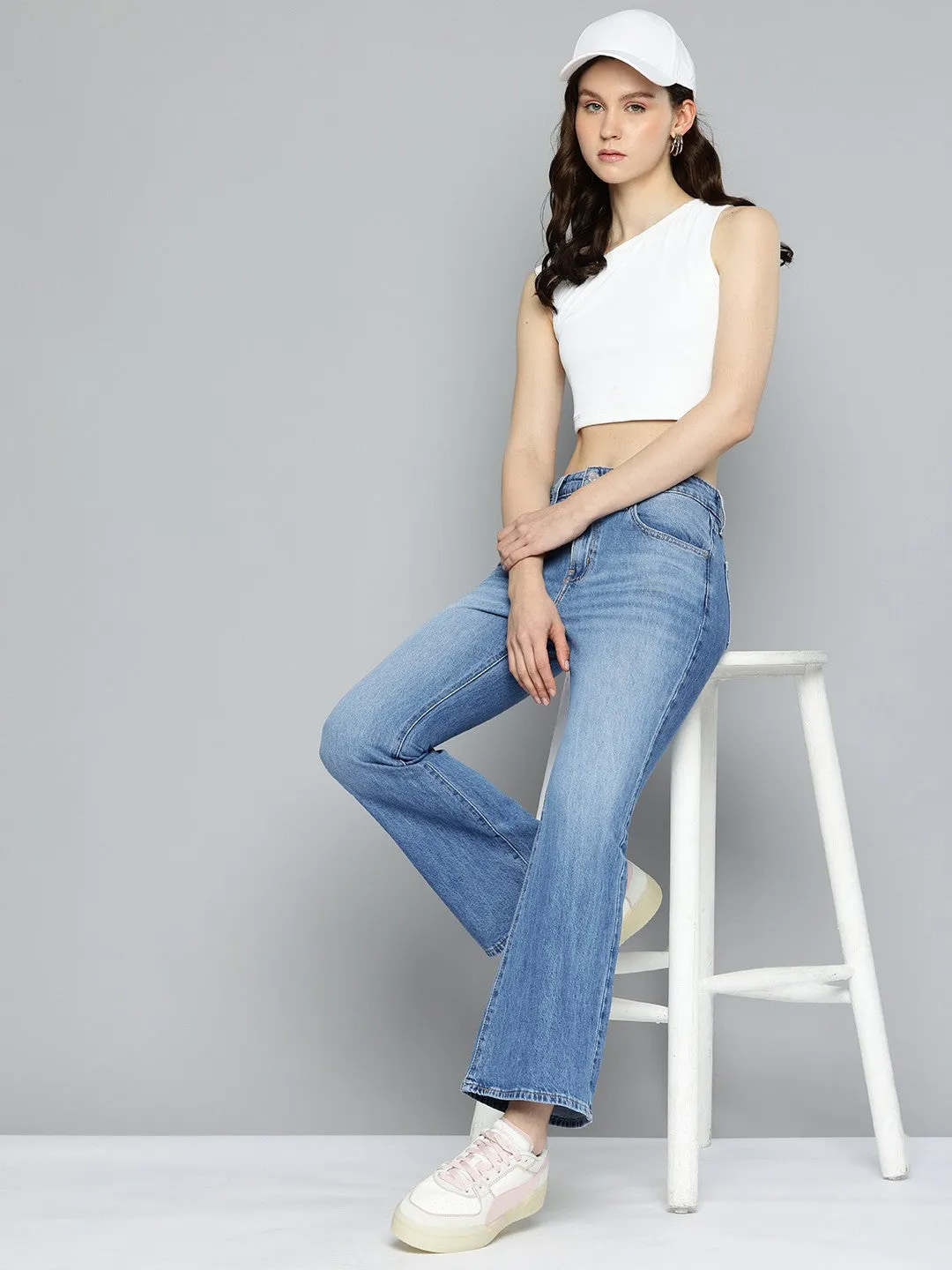 Recycled Material Women's 726 Blue Flared Fit High Rise Jeans