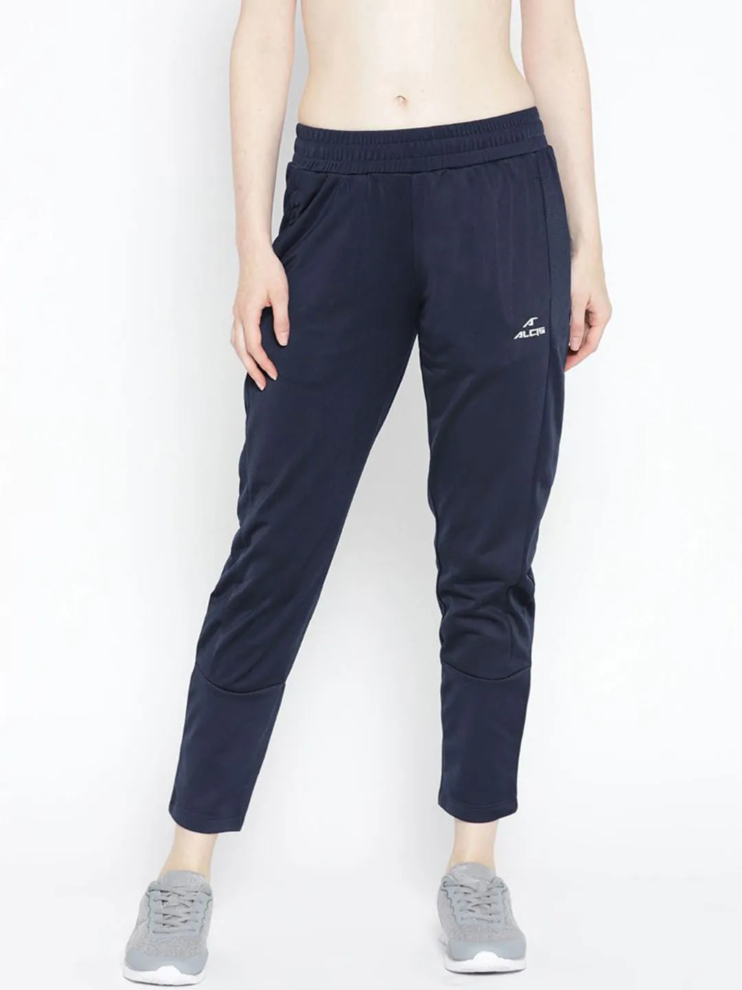 Alcis Women Navy Blue Solis Cropped Track Pants SoftLining Tear Resistant Fabric