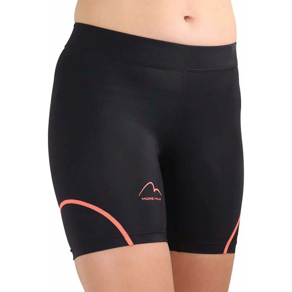 More Mile Compression Womens Short Running Tights - Black Chafe Resistant Seams