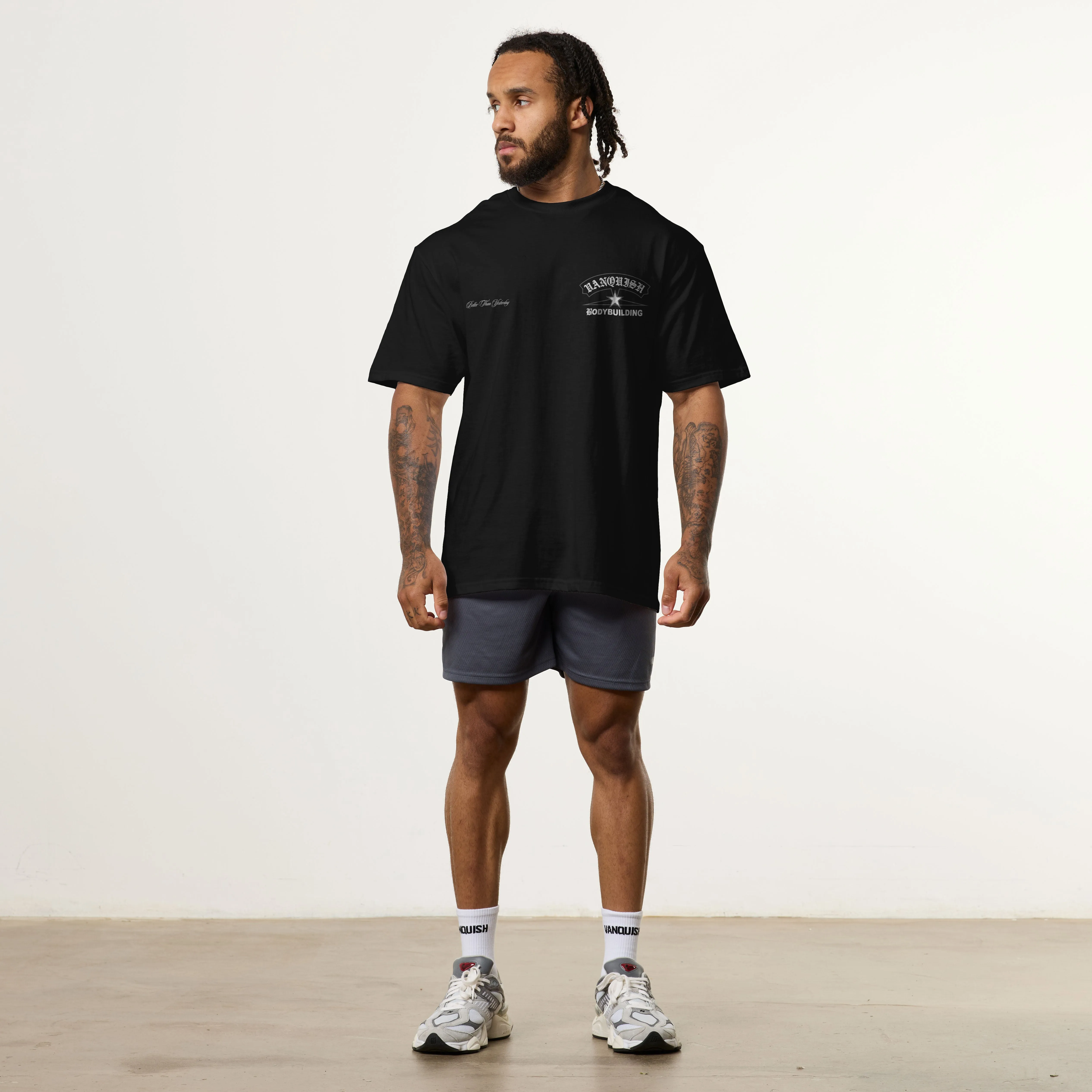SoftenedTexturedWeave Vanquish Revolve Legion Black Oversized T Shirt