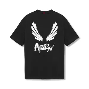 0797. Tech Essential? Relaxed Tee - Black "Brush Wings/ASRV" Sweat Absorbent Autumn coziness
