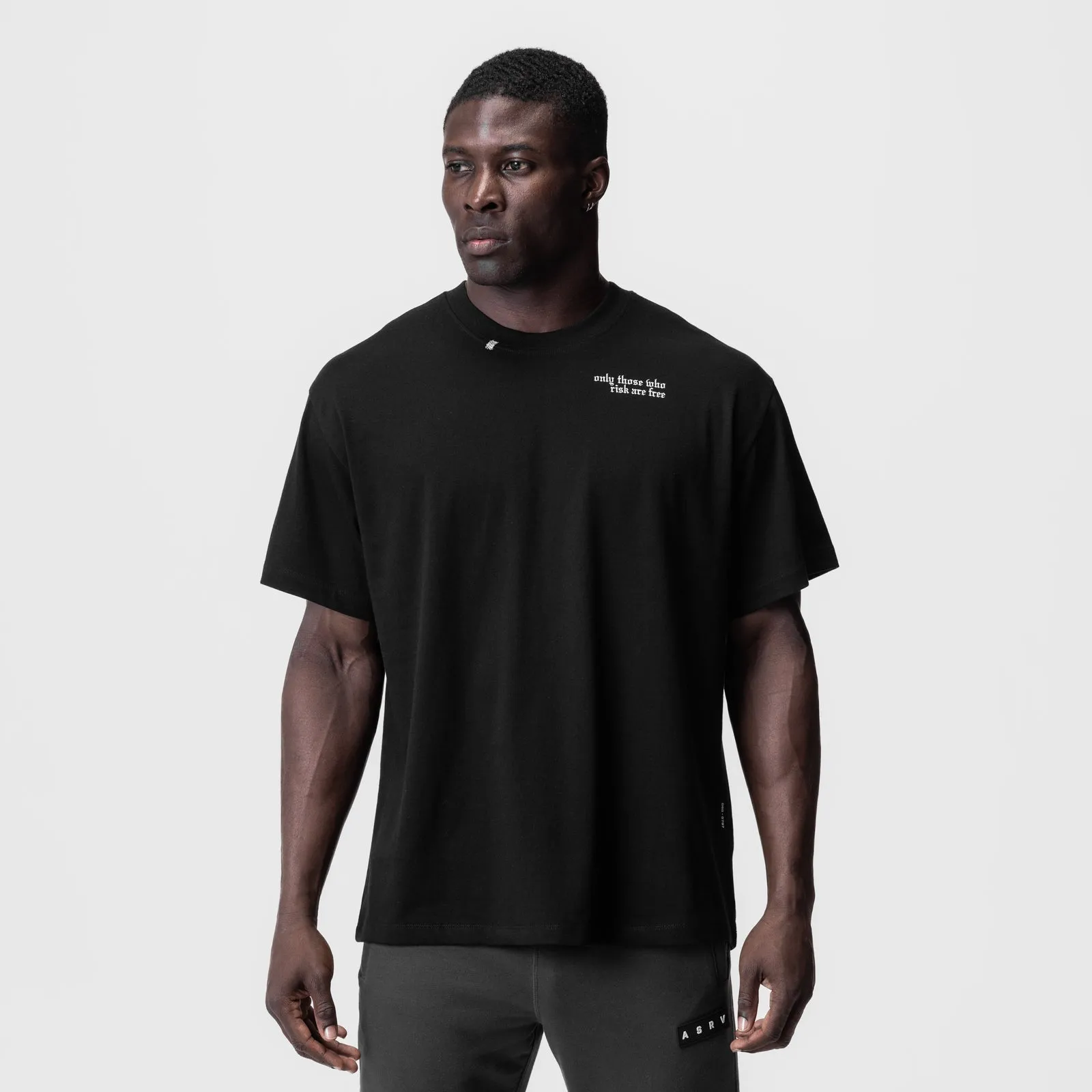 Fashion-Forward Flexible Ribbed Neckline 0797. Tech Essential? Relaxed Tee - Black "Brush Wings/ASRV"