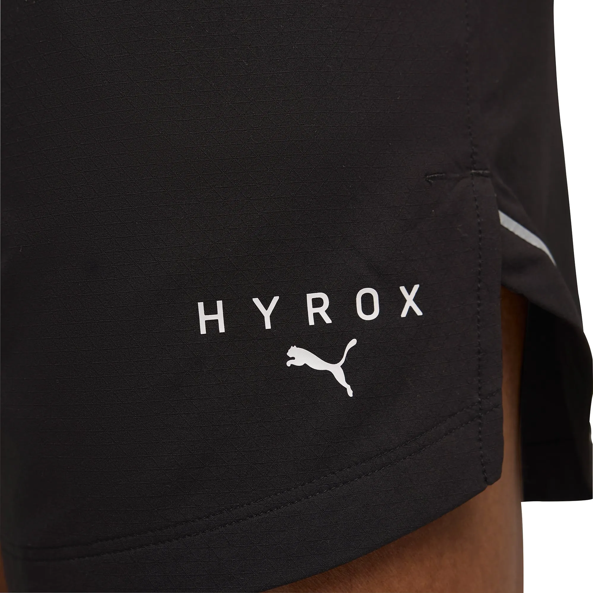 Non Irritating Tagless Puma X HYROX Ultraweave 6 Inch Mens Training Shorts - Black