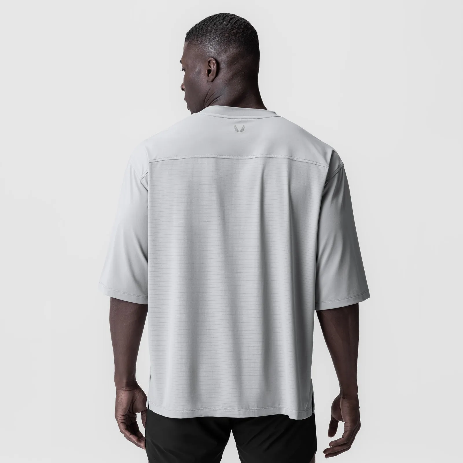 0841. 3D-Lite? 2.0 Lycra? 3/4-Sleeve Oversized Tee - Slate Grey "OTWR" All-Season Wear Multi Purpose Wear