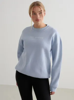 Premium Cotton Blend High Collar Coverage Cloudy Blue Serif Sweatshirt