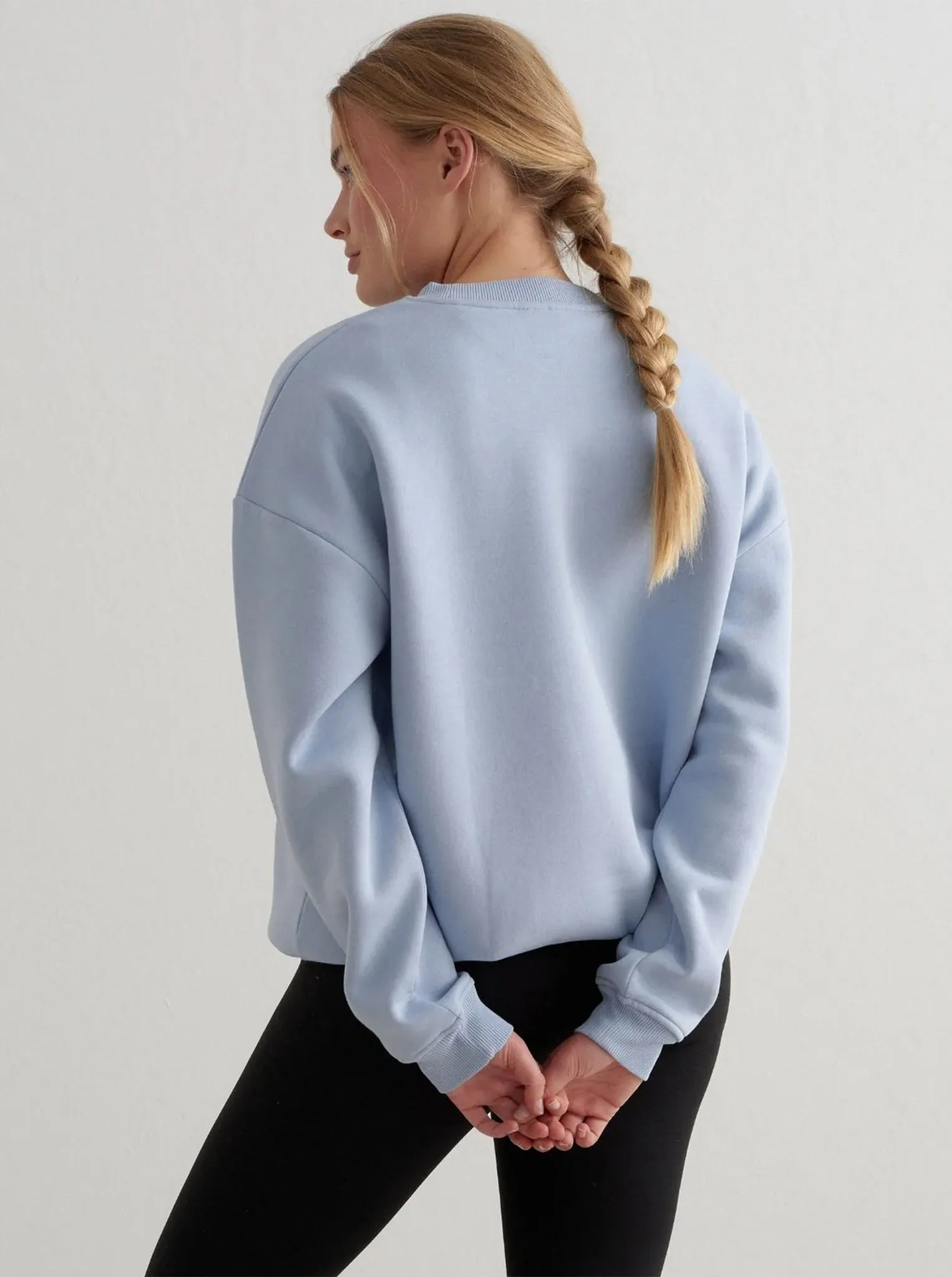 Cloudy Blue Serif Sweatshirt Adjustable Drawstring Hood Senior