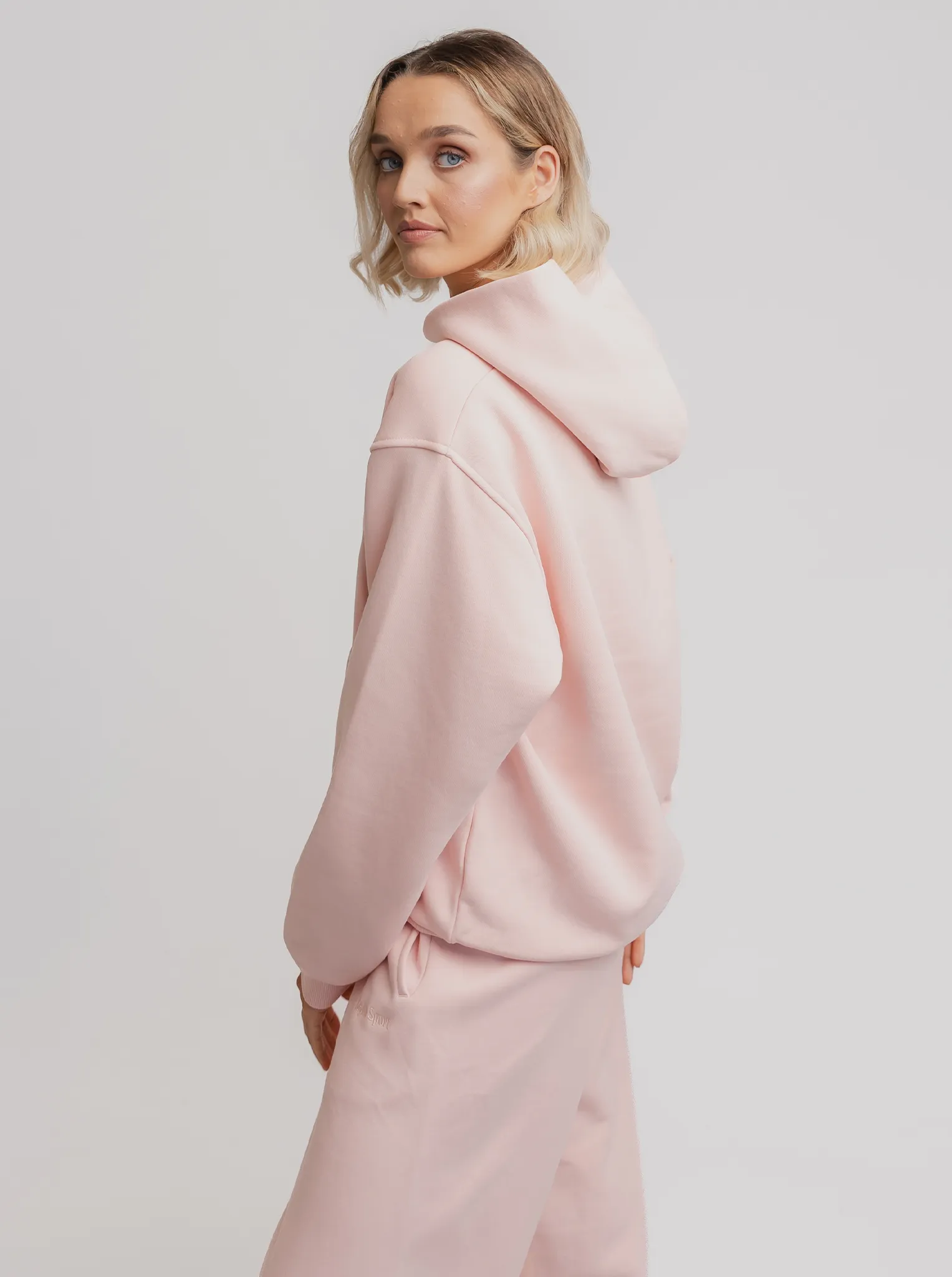 Bow Accents Tonal Stitching Heritage Hoodie in Pillow Pink