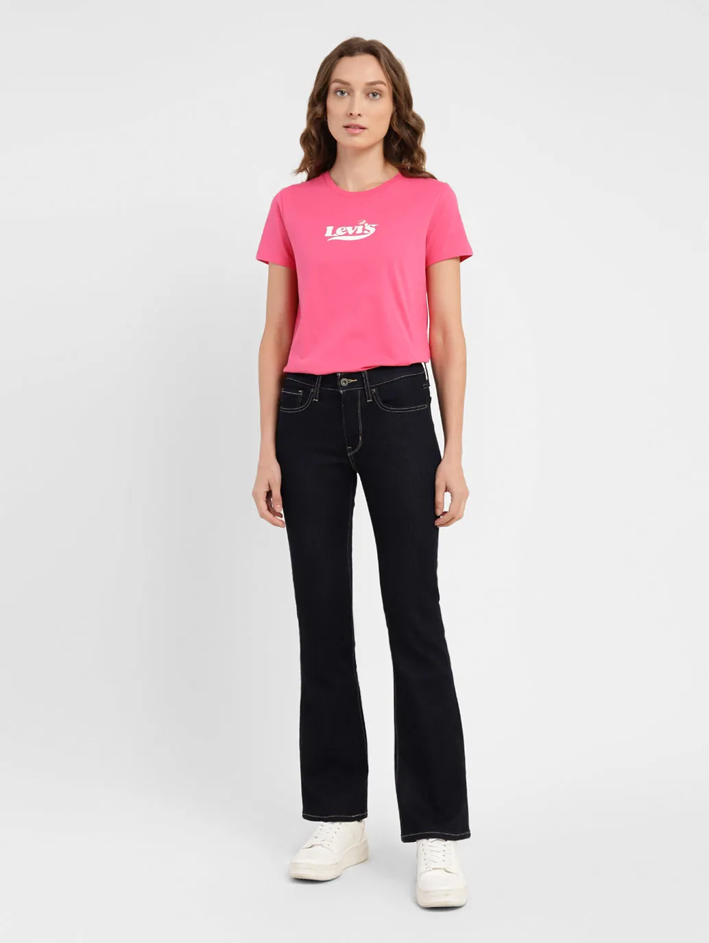 Women's 715 Navy Blue Flared Fit Mid Rise Jeans Office Wear Casual