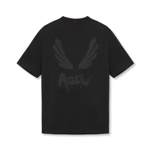 0797. Tech Essential? Relaxed Tee - Black/Black "Brush Wings/ASRV" AntiStatic Properties