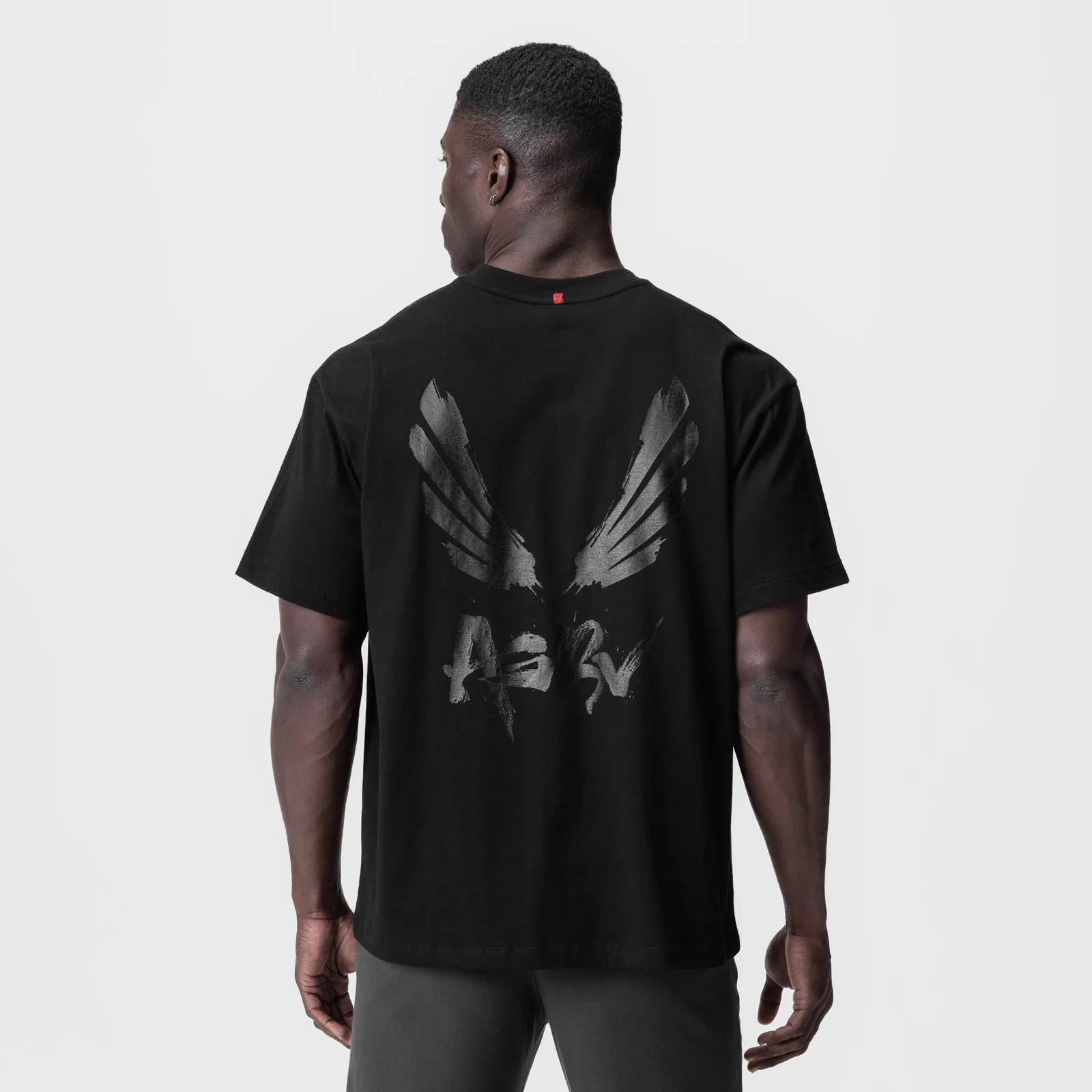 Tubular Knit Structure 0797. Tech Essential? Relaxed Tee - Black/Black "Brush Wings/ASRV"