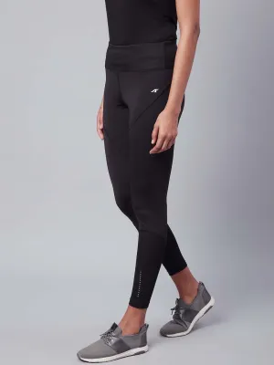 Alcis Women Black Drytech  Solid Cropped Training Tights Simple Style