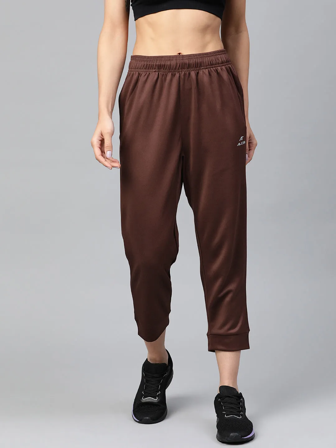 Alcis Women Brown Straight Fit Solid Outdoor Joggers Tailored Silhouette BreathableFabric