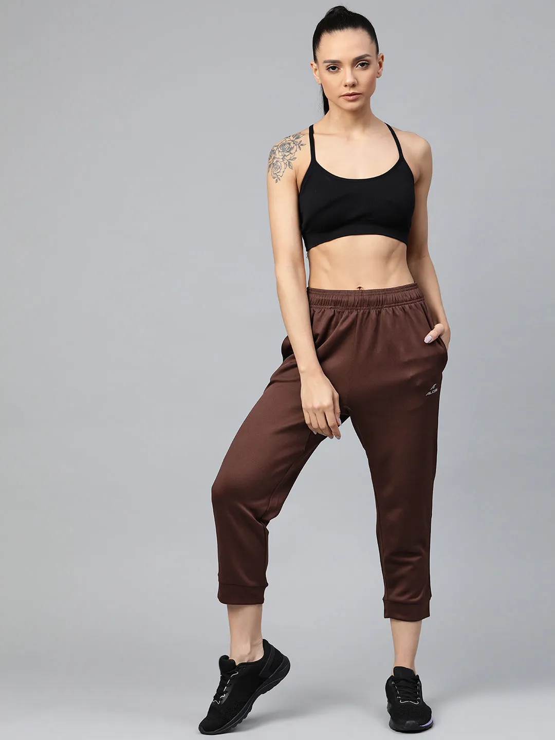 Alcis Women Brown Straight Fit Solid Outdoor Joggers ReinforcedPockets QuickReleaseBuckle