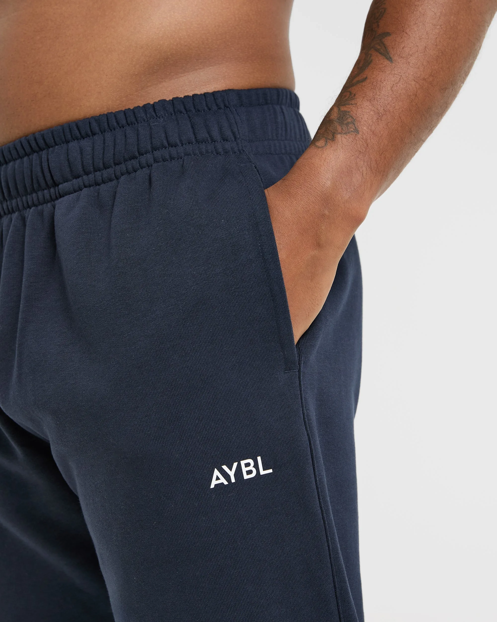 Essential Lightweight Joggers - Navy Softened Hem Striped Pattern