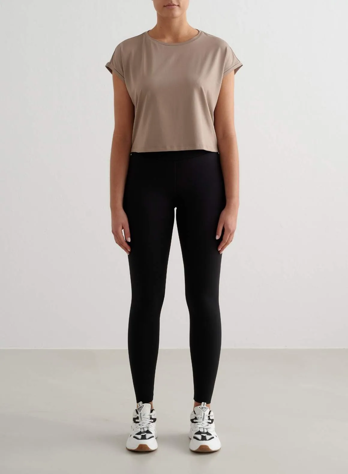Glossy Look Stylish Outfit Espresso Soft Basic Roll Sleeve Top