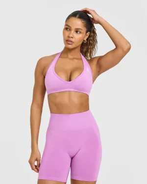 Fact Effortless Seamless Halter Neck Sports Bra | Orchid Purple Elastic stitching Soft Design