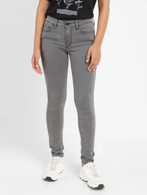 Women's 711 Grey Skinny Fit Mid Rise Jeans Versatile Winter Warmth