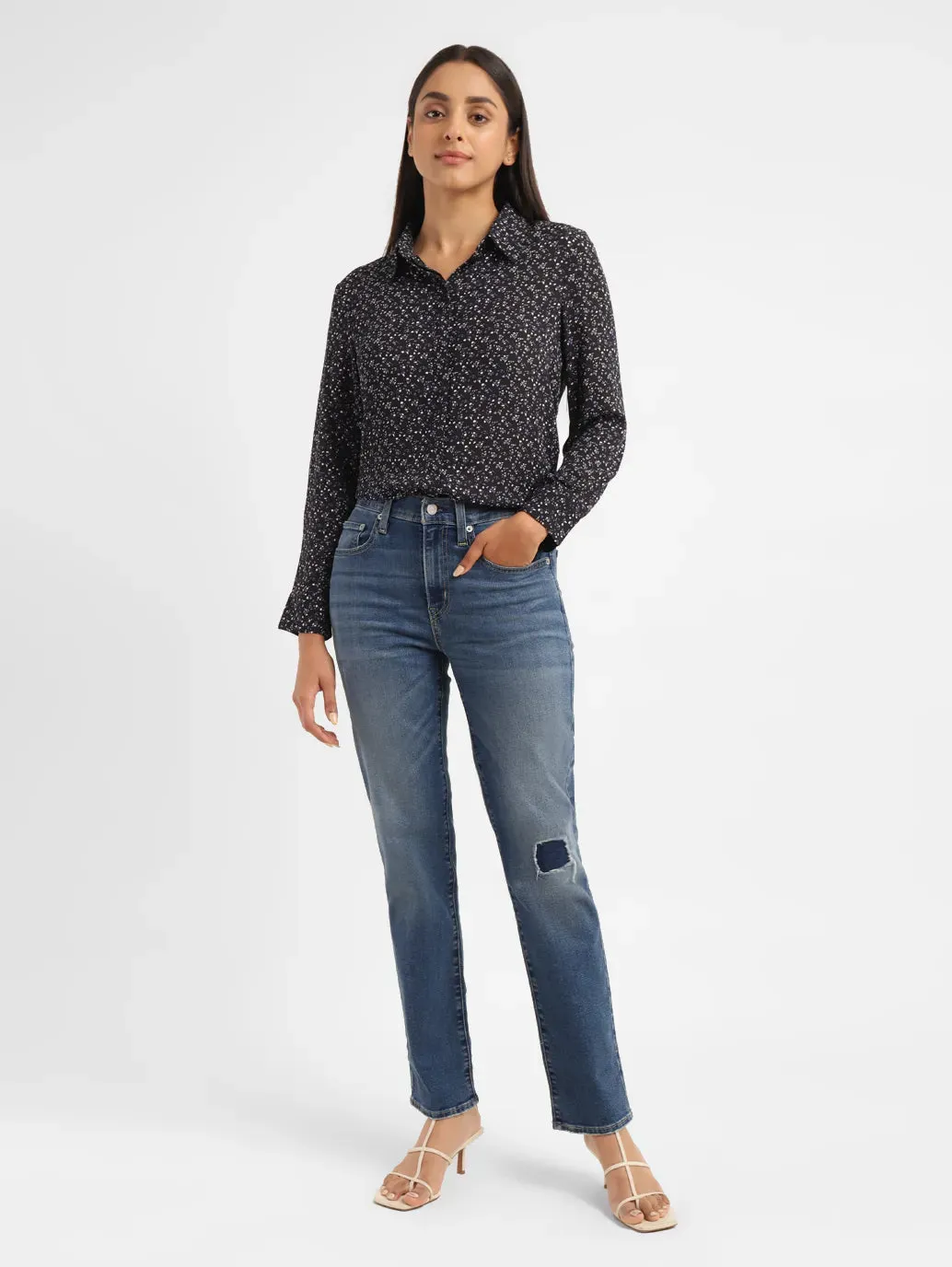 Relax Mode Women's 724 Blue Straight Fit High Rise Jeans