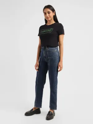 Women's Blue Ribcage Straight Fit High Rise Jeans Breathable Brunch Outfit Unisex Wear Premium