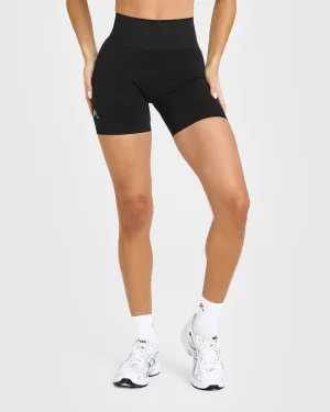 Stretch Woven Fabric Warm Season Effortless Seamless Shorts | Black Adjustable Cuff System