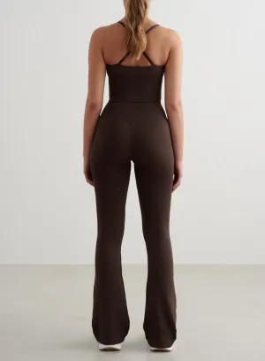 Postpartum Fit Airport Travel Chocolate Shape Seamless Flare Tights