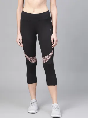 For Teens Anti Odor Fit Essential Alcis Women Black Solid Three-Fourth Training Tights