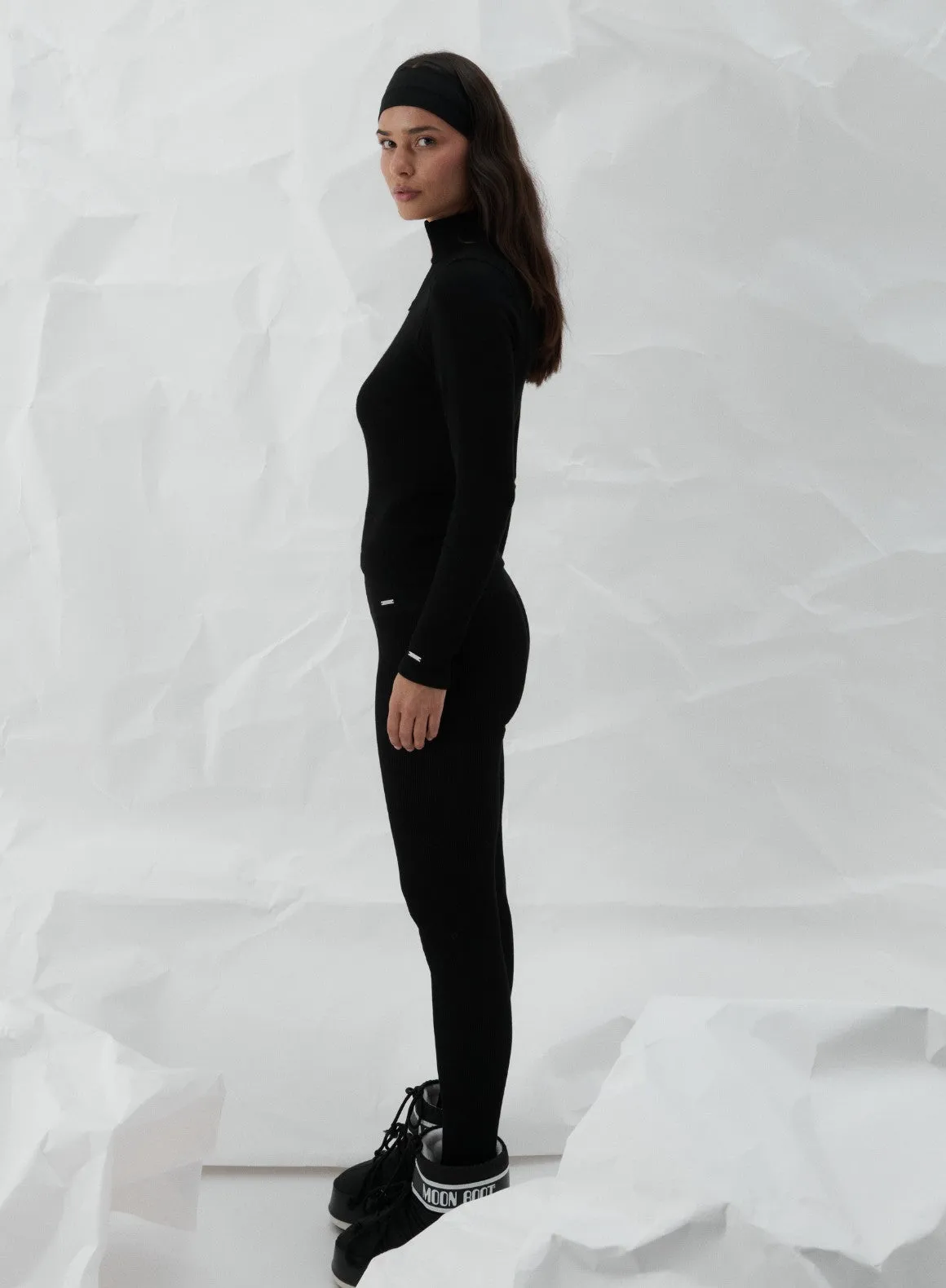 All Day Comfort Black Ribbed Wool Leggings