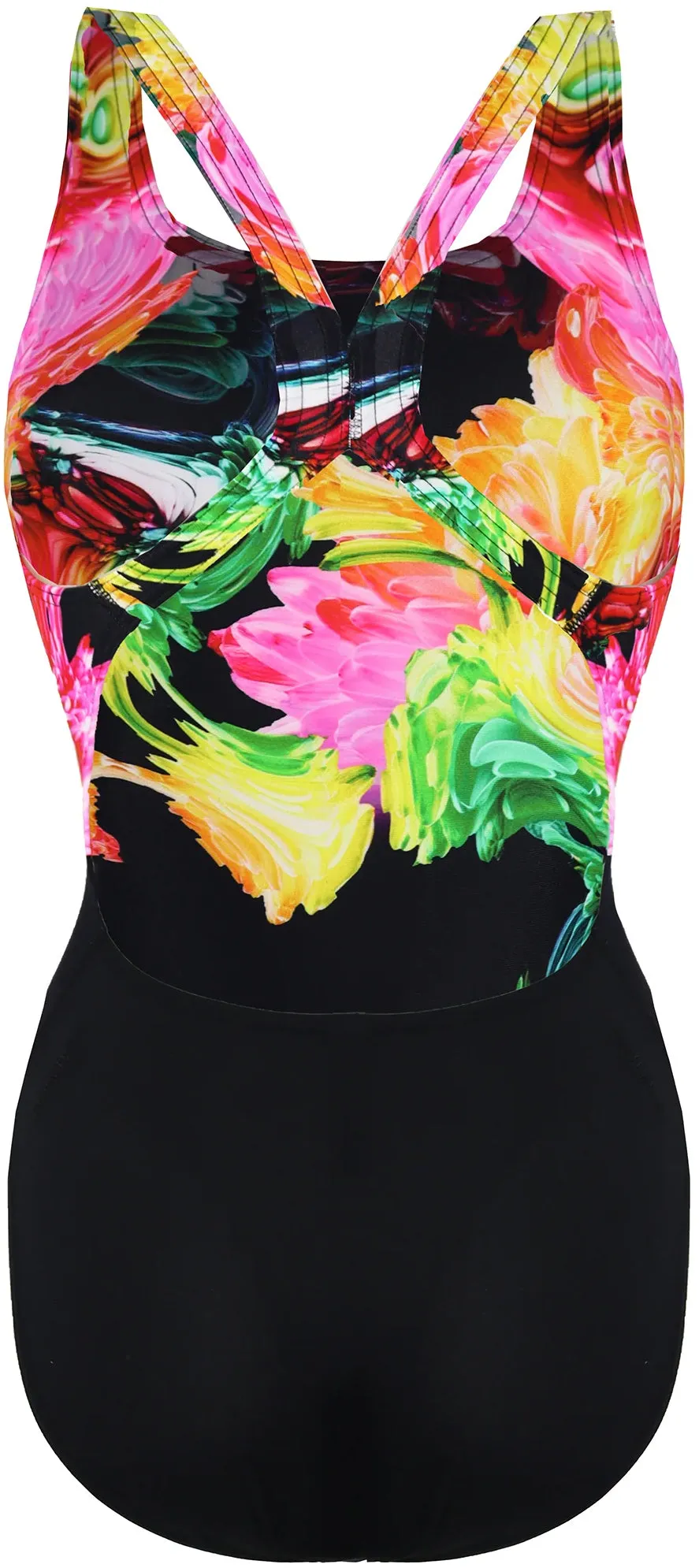 Modular Attachment System Smooth-Edges Speedo ColourBlend Placement Digital Powerback Womens Swimsuit - Black