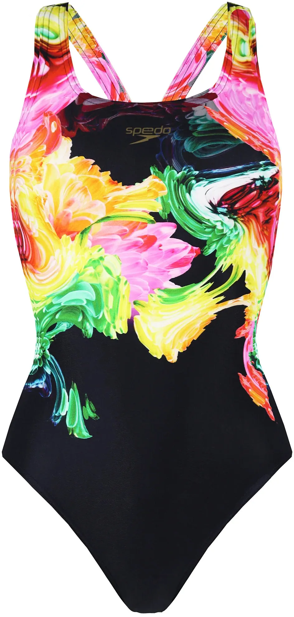 tropical print Speedo ColourBlend Placement Digital Powerback Womens Swimsuit - Black